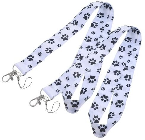 FOMIYES Cordones para Teléfono Móvil Estampado de Pata de Perro 2 Piezas Cuerda para Celular para Colgar al Cuello Llavero Multifuncional para Cámaras y Tarjetas de Identificación