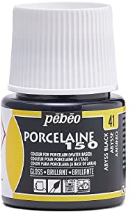 Pebeo Porcelaine 150 Porzellanfarbe, 5-teiliges Set, 45 ml, schwarz „Abyss“