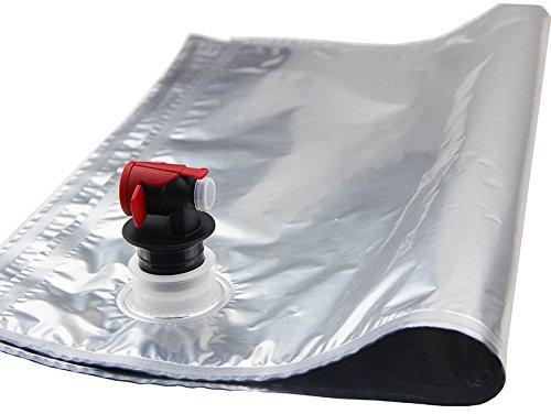 UP100 5L Bib Bag in Box Sacs à vin pour Homebrew Stockage de Wine Juice Water et plus 5 Pack, Argenté, 5 Litros