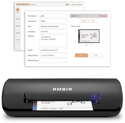 Ambir ImageScan Pro 687-BCS Duplex Card Scanner with AmbirScan Business Card for Windows PC and MAC