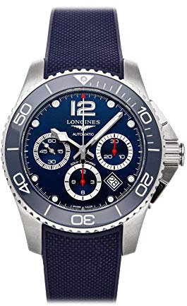 Longines Hydroconquest Mechanische (automatische) Herrenuhr mit blauem Zifferblatt, L3.883.4.96.9 (zertifiziert vorbesitzt), blau, Chronograph, mechanisch, selbstaufziehend, blau, Chronograph,