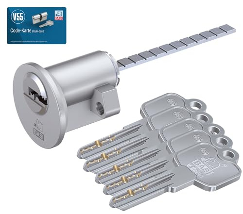 BASI | V55 Profil-Außenzylinder für Türzusatzschlösser | Rundzylinder für Kastenzusatzschloss | Zylinderschloss | Wendeschlüssel & Codekarte | Pickingschutz & Anbohrschutz | Verschiedenschließend