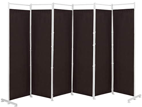 COSTWAY Folding Room Divider, 6 Panel Wall Privacy Screen Protector, Home Living Room Bedroom Bathroom Paravent Partition Separator (Coffee)