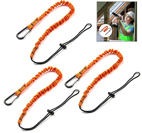 3Pcs Cordones de Seguridad para Herramientas, Cordon de Seguridad de Trabajo en Altura, Elástico Pesca Herramientas Cordón, Cuerda Elástica Antipérdida con Hebilla