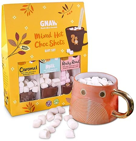 Gnaw Choc Shot Hot Chocolate Gift Set, Luxurious & Rich Hot Chocolate Gifts For Any Occasion,3 Classic & Moreish Flavours Included In All Hot Chocolate Sets, Milk Hot Choc, Caramel & Fudgy Rocky Road