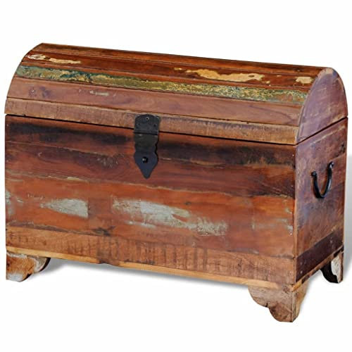 homiuse Baúl de almacenamiento de madera vieja con tapa, baúl del tesoro con tapa, baúl de madera con tapa, banco con cierre, caja no con cerradura, 60 x 30 x 45 cm, estilo vintage
