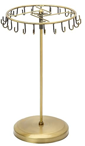 BELLE VOUS Porta Collane e Orecchini - Espositore Collane e Gioielli - Portagioie Rotante - 23 Ganci - 20,5 x 35cm - Organizer per Bracciali e Anelli