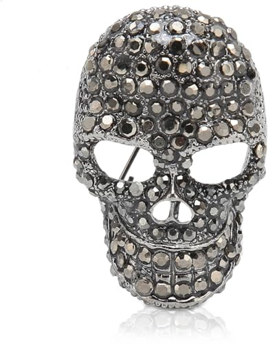 Broche De Calavera Vintage, Accesorio De Broche De Alfileres De Diamantes De Imitación Con Cabeza De Calavera Brillante (negro)