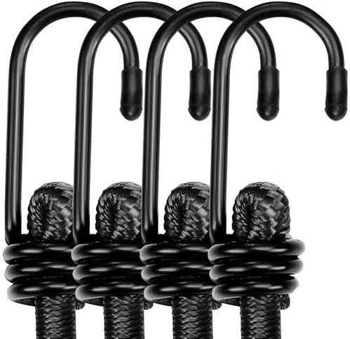 WORKPRO 24 Bungee Cords with Hooks, 4 Pack Heavy Duty Outdoor Bungee Strap