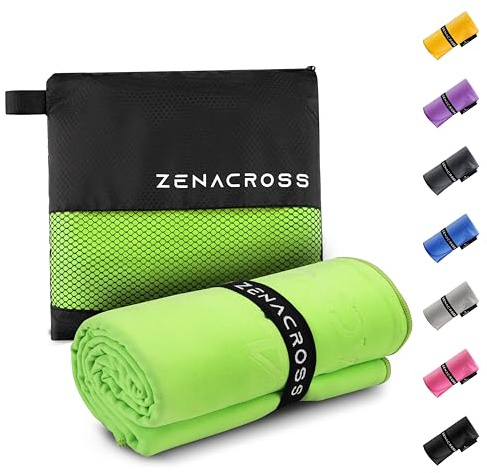 ZENACROSS Toalla Gimnasio 50x100cm con Bolsa de Transporte - Toalla Microfibra de Secado Rápido y Versátil - Toallas Gimnasio Talla M - Verde