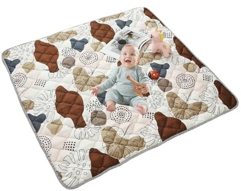 Balakaka Krabbelmatte Baby Verdickte 127x127cm, Weich Tragbar Rutschfester Boden Spielmatte Baby für Innen, Bohème-Stil Faltbar Groß Krabbeldecke Maschinenwaschbare Verliert Nicht leicht die Farbe