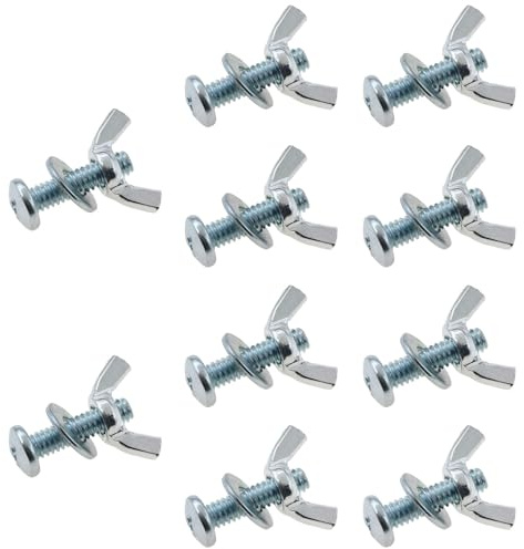 safycaby 10 Sets Wing Nuts and Bolts Screw Bolts and Wing Nut Kit Carbon Steel Mounting Hardware 10 pcs 1/4-20 Hand Tighten Wing Nuts 10 pcs 1/4-20x1 Phillips Head Screw Bolt with Washers