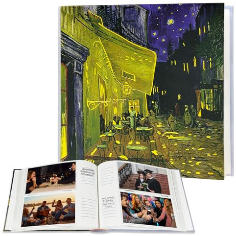 Fotoalbum Einsteckalbum 10x15mit Beschriftungsfeld Fotoalbum zum Einstecken 200Fotos100seiten Für Familie Ruhestand Erinnerungen Kunstsammler,Caféterrasse am Abend-Van Gogh
