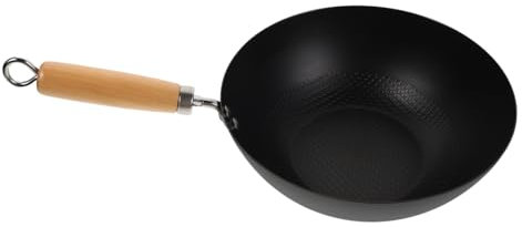 VOSAREA Small Iron Pot Wok Pan for Kitchen Cooking for Stove Use for Stir-fry Meals Lightweight