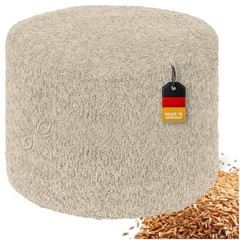 OMNANA® Cushy™ Meditationskissen rund – Sitzkissen 10cm/15cm/20cm hoch – Bouclé Yogakissen mit Dinkelfüllung – Bodenkissen, Kissen für Meditation & Entspannung – Made in Germany