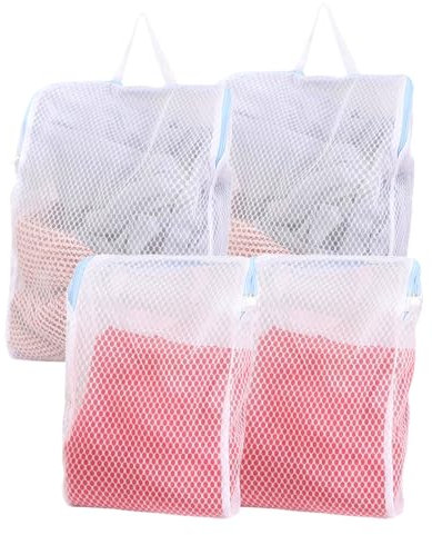 Xmart 4 Piezas Bolsa Lavadora Red de Lavandería Grande con Asas Bolsa Lavadora Ropa Interior con Cremallera Exquisita Bolsa de Lavandería Adecuado para Calcetines y Ropa Interior Sábanas