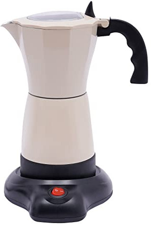 Qussse Caffettiera da 6 tazze con base da 300 ml, in alluminio, per caffè elettrico, 480 W, per 1-6 persone