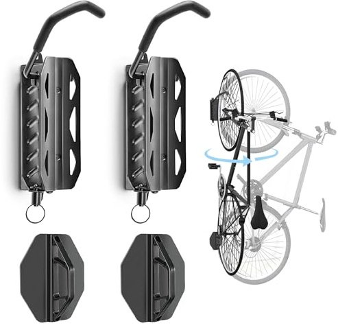 QAQ Swivel Bike Wall Mount, Vertical Bike Hangers for Garage, 2 Pack