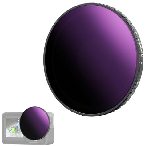 NEEWER Filtro ND Variable Compatible con dji Osmo Action 5 Pro y Action 4, ND64-256 (6-8 Paradas), Filtro Densidad Neutra Atornillable, Vidrio Optico HD Multicapa, Accesorios para Cámaras Acción