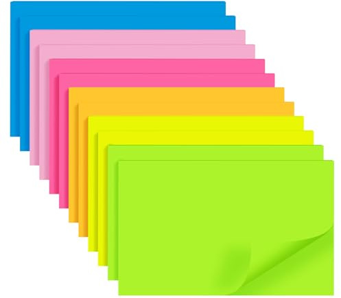 600 Sheets Große Haftnotizen 76 x 127 mm, 6 Brillante Farben, Leicht zu Beschreiben, To-Do-Listen & Termine - Haftet Sicher, Lässt Sich Rückstandsfrei Abziehen