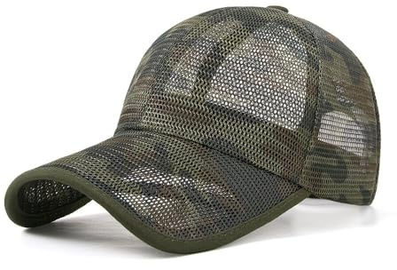TecHong Quick-Dry Full Mesh Baseball Cap - Unisex Adjustable Sun Hat Summer Breathable Dad Cap for Outdoor Sports Camo