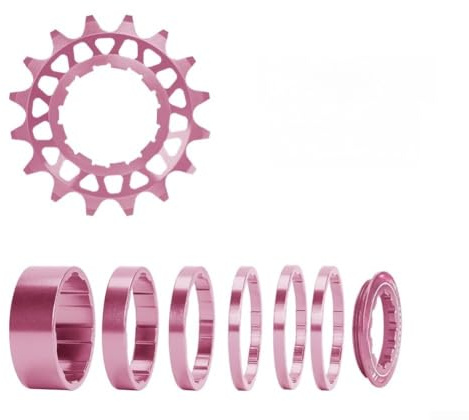 Kit di conversione per bicicletta a velocità singola con 16t o 18t in alluminio per filettatura per corpi ruota libera Hyperglide forte e leggero, opzione rosa (rosa - 16T)