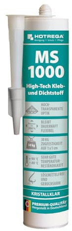 HOTREGA MS 1000 High Tech Kleb- und Dichtstoff klar | Kartusche | Kleber | Verfuger | Spachtelmasse | Farbe: klar