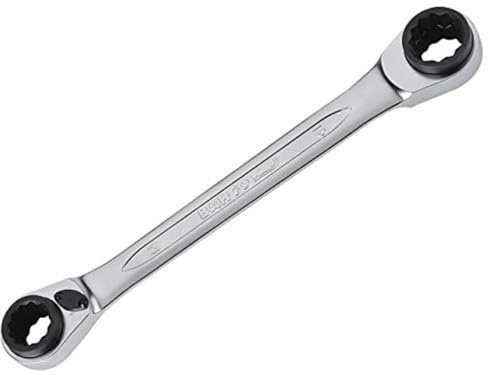 Llaves dobles de estrella planas a carraca 4 en 1 con acabado cromado - Ref: S4RM-16-19 - Unid: 1