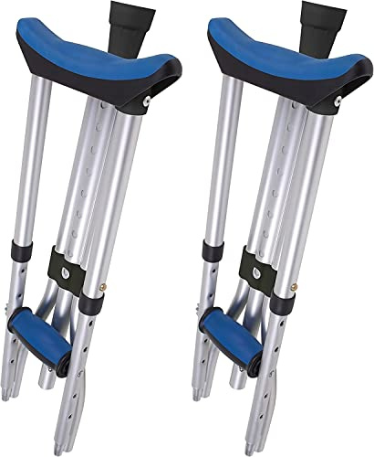 Carex Folding Aluminum Under Arm Crutches for Adults 4'11 to 6'1, 2 Lightweight Crutches Included, Universal for Walking, Walking Aid for Kids, Adults & Seniors, Includes Padded Underarm Cushions