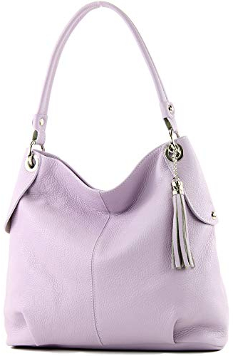 modamoda de - T185 - ital. Borsa a tracolla in pelle da donna, Colore:lilla
