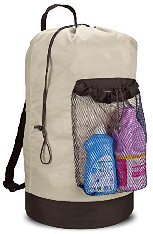 Dalykate Sac à linge avec bretelles et poche en maille en nylon durable avec cordon de serrage pour l'université, les voyages, la buanderie, l'appartement