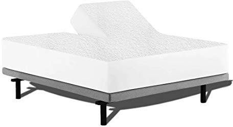 Split Head Mattress Protector for Adjustable or Half Split Beds, 100% Waterproof Terry Cotton - Fitted Sheet Style Flex Top Mattress Cover - 18 Deep Pocket (Split Head Queen-32)