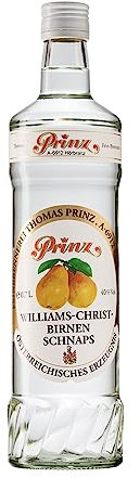 Prinz - Williams-Birnen Schnaps | Hochwertiger Schnaps mit gelben, saftigen Williams-Christbirnen | Geschmacksintensiv mit kräftigem Sortencharakter, 40% vol, 0.7 l