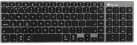 NGS Fortune-BT- Teclado Inalámbrico Multidispositivo Recargable, Bluetooth 5.0, Alcance 10 Metros, QWERTY Español, Color Negro