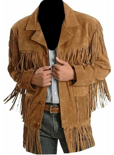 Quality Supply Traditional Western Cowboy Jackets for Men | Native American Suede leather Overcoat with Fringes | Men Fashion Jacket - Brown (as1, alpha, x_l, regular, regular, Suede, X-Large)