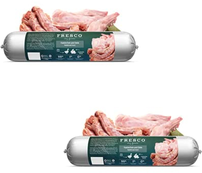 FRESCO Dog Barf Wurst Kaninchen und Ente | Doppelpack 2 x 400g | hoher Fleischanteil 99% | natürliches Ergänzungsfutter für Hunde | Praktische Portionierung & schnittfest