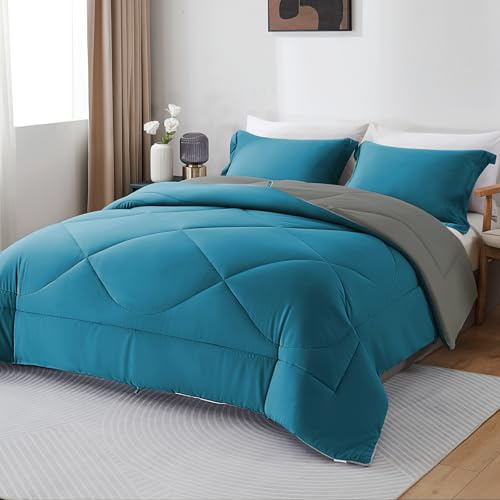 beeweed King Size Duvet, 10.5 Tog Down Alternative Comforter Set with 2 Shams, Reversible Coverless Duvet Microfiber Soft Warm Bed Quilt for All Seasons, Machine Washable, 230x220cm