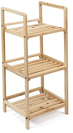 THE SECRET HOME - Estantería Organizador de Madera Multiusos Con 3 Baldas en Color Natural - Para Entrada, Pasillo, Baño