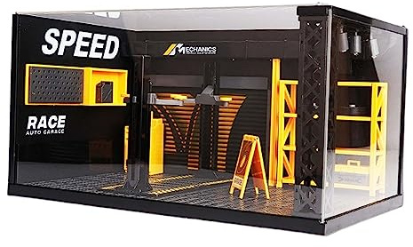 Sharplace 1/24 Diorama Car Garage Diorama Model, Repair Shop Model, DIY Assembly DIY Toys, Display Scenery Model for Micro Landscape Gifts, With Board