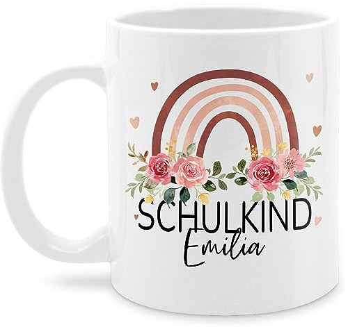 Tasse Tassen 325ml - Einschulung Schulanfang - Schulkind Boho Regenbogen - 325 ml - Weiß - schulkindtasse mädchen personalisierte einschulungsgeschenke schulanfänger glühweintassen und name