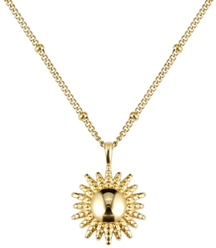 BONNYBIRD® Collier Soleil Femme Or Acier Inoxydable Chirurgical Chaîne Pendentif Or Plaqué Jaune Doré Boheme Ete Résistant à l'eau Bijoux Sans Nickel