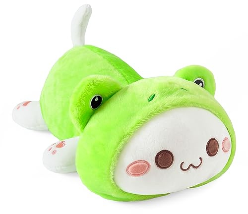 shownicer Peluche chat grenouille - Peluche kawaii - Jouet - Coussin en peluche - Cadeau pour enfants et filles (50 cm, grenouille chat)