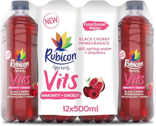 Kandy Collection Rubicon Spring Vits Black Cherry & Pomegranate Vitamin Water, 500ml Bottles, 15 Calories, Pack of 12