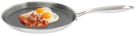 HOMEONENIC Padella per crêpe in acciaio inox, a nido d'ape, con manico ergonomico, diametro 28 cm, adatta per tutti i piani cottura