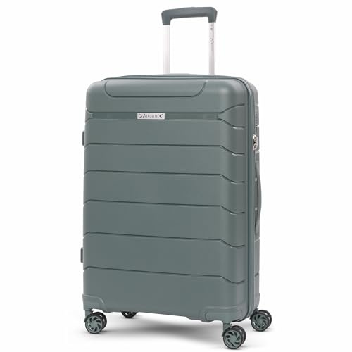 Aerolite Medium 24in 67L Premium Lightweight Polypropylene Hard Shell 4 Wheel Spinner Travel Hold Checked Check in Luggage Suitcase (Green)