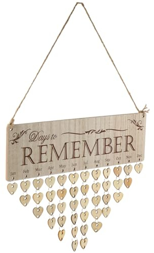 SHINEOFI Calendario de Cumpleaños de Madera Diy, Placa Recordatoria para Celebraciones Familiares, Calendario Colgante Multiusos con 50 Fichas de Madera para Decoración Del Hogar.