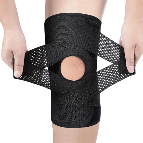 SURFOU Ginocchiera Regolabile con Stabilizzatori Laterali e Cuscinetto Rotuleo – Supporto per Confort e Stabilità, per Sport, Fitness, Escursioni e Uso Quotidiano, Unisex, Gamba 43–48 cm