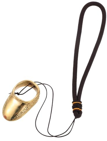 HOLIDYOYO Anello in Ottone per Tiro con L’Arco Pollice con Cordino di Protezione per Dita Anello Metallico per Trazione Pollice Accessorio per Caccia e Tiro Tradizionale Ricurvo Uso per