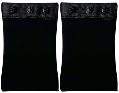VLUNT 2-Pack Women’s Bodysuit Crotch Extenders, Pure Cotton Shapewear Bodysuit Extender Snap, Adds Extra Length to Tight Clothing, Removable & Washable, Three Buttons, Black