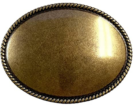 HA1603 Oval Rope Edge Buckle Blank Plain Buckle Fits 1-1/2(38mm) Belt Strap (Antique Brass)